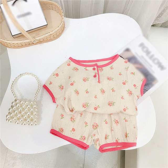 [QSSNY] 子供服 女の子 男の子 セットアップ 夏 ベビー服 半袖 トップス 無地 ショートパンツ ルームウェア 上下セット キッズ ガーゼパンツ セット 赤ちゃん 花柄 肌着 かわいい パジャマ 部屋着 スポーツウェア 子ども JITIFAの通販は