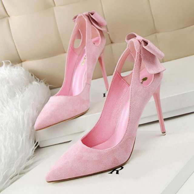 パンプス 美脚 10cmヒール ポインテッドトゥパンプス レディース 痛くない ハイヒール パンプスパンプス 結婚式シンプル きれいめ バックリボン スエード調 結婚式 二次会 2次回 謝恩会 卒業式 発表会 演奏会 JITIFAの通販は