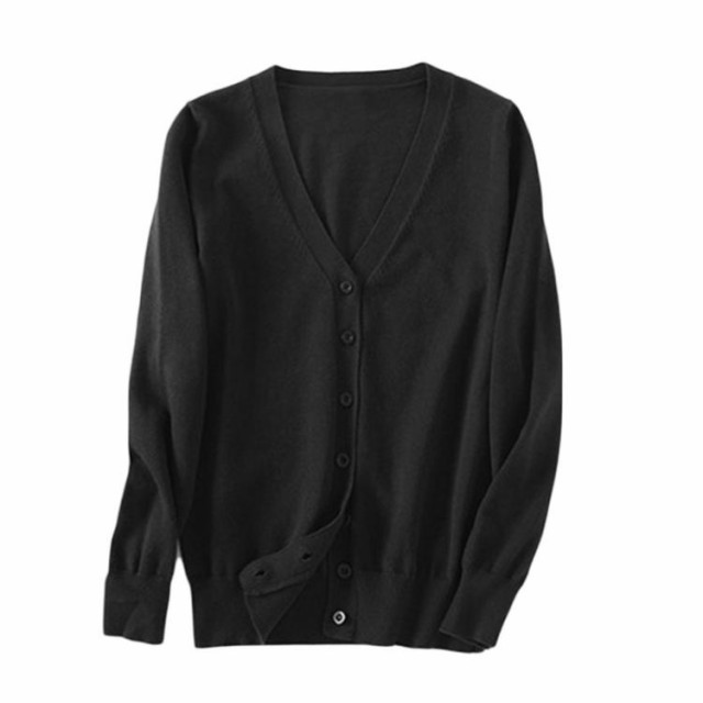 Vネックカーディガン レギュラー丈 レディース 春 秋冬 事務服
