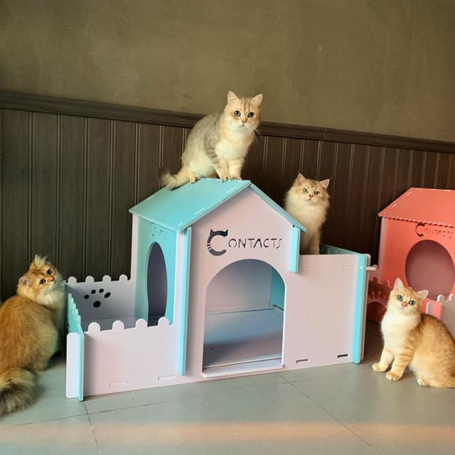 猫 ハウス 北欧 猫小屋 猫 家 隠れ家 屋外用 猫 子犬 プラスチック 休憩所 小型犬 猫ハウス 外猫ハウス ペット犬の小屋 屋内/屋外の雨と日焼け止めペットの家 全天候型 組立式 防水 屋外屋内 オールシーズン利用可能 JITIFA