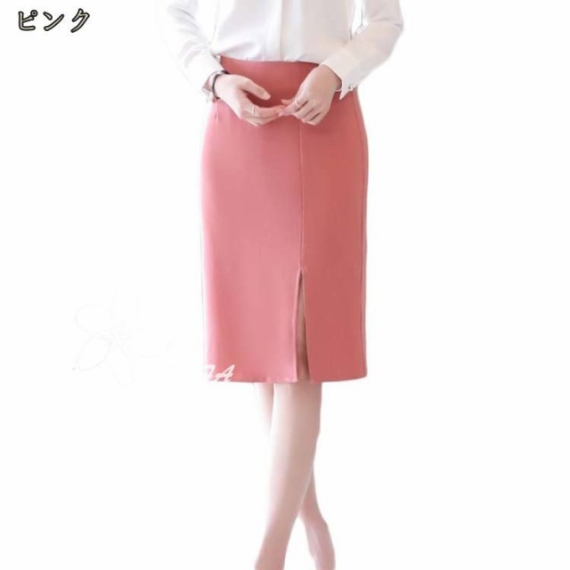 タイトスカート タイト スリット ひざ丈 膝丈 美脚 オフィス ol 夏 レディース ビジネス 通勤 面接 仕事用 発表会 美尻 体型隠し ひざ丈 お食事会 お祝い きれいめ ハイウェスト ペンシル 黒 ブラック 母 婦人向け JITIFAの通販は