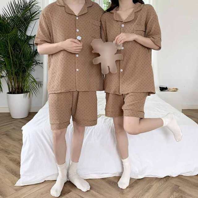 シンプルパジャマ 綿 コットン 半袖 ルームウェア 夫婦 肌に優しい 上下セット 吸汗 通気 メンズ レディース 夏用 半袖シャツ ショートパンツ 上下セット部屋着 ペアパジャマ 吸汗速乾 通気 肌に優しい 脱着簡単 春夏 JITIFA