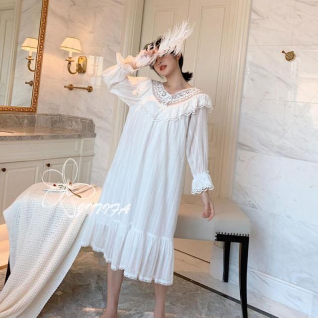 ロング ネグリジェ レディース ワンピース パジャマ お姫系 ルーム 