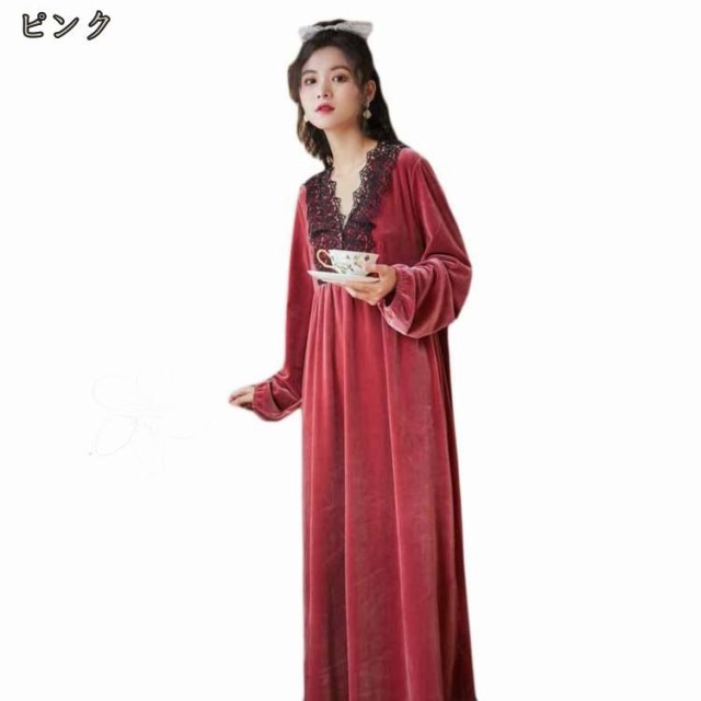 Amazon | [lsjdln] 姫系 ネグリジェ 長袖 レディース 綿 ルーム
