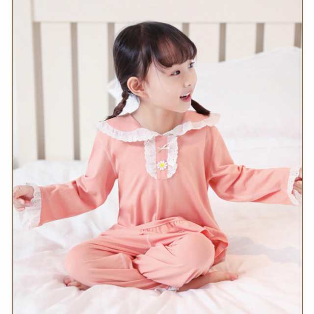 パジャマ 女の子 長袖 綿 かわいい ゆったり ルームウェア 上下セット 部屋着 春 秋 丸首 キッズ プルオーバー 寝巻き 柔らか 吸汗 寝間着 カジュアル 吸湿速乾性 通気性 肌に優しい 快適 履き心地 着脱しやすい HT9FC JITIFAの通販はパジャマ