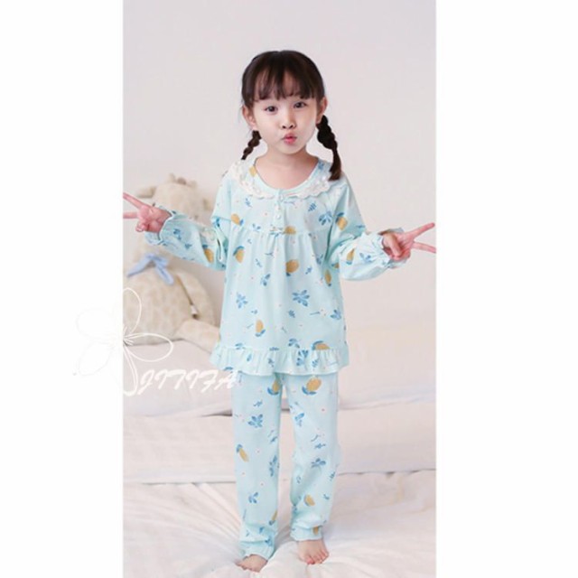 パジャマ 女の子 長袖 綿 かわいい ゆったり ルームウェア 上下セット 部屋着 春 秋 丸首 キッズ プルオーバー 寝巻き 柔らか 吸汗 寝間着 カジュアル 吸湿速乾性 通気性 肌に優しい 快適 履き心地 着脱しやすい HT9FC JITIFAの通販は