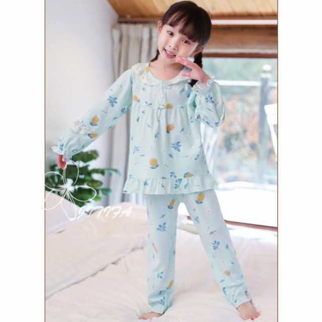 パジャマ 女の子 長袖 綿 かわいい ゆったり ルームウェア 上下セット 部屋着 春 秋 丸首 キッズ プルオーバー 寝巻き 柔らか 吸汗 寝間着 カジュアル 吸湿速乾性 通気性 肌に優しい 快適 履き心地 着脱しやすい HT9FC JITIFAの通販は