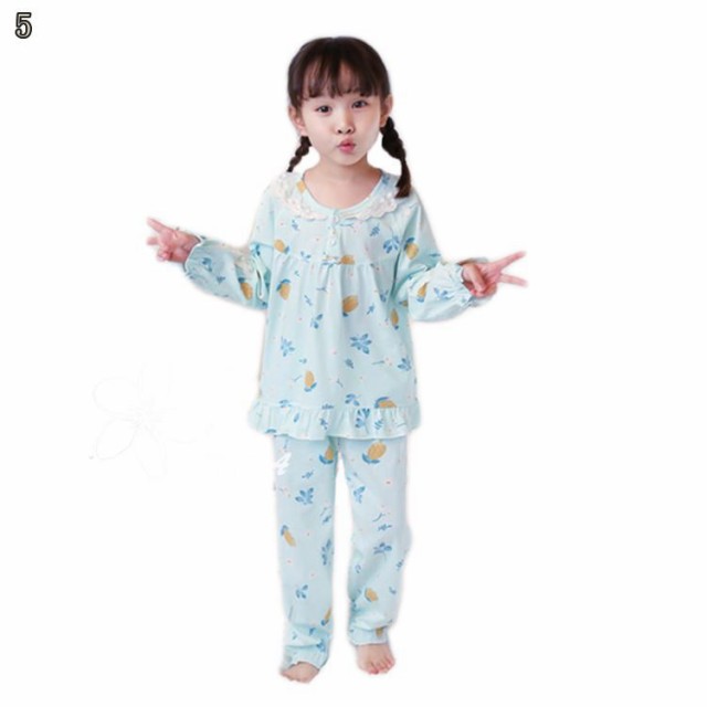 パジャマ 女の子 長袖 綿 かわいい ゆったり ルームウェア 上下セット 部屋着 春 秋 丸首 キッズ プルオーバー 寝巻き 柔らか 吸汗 寝間着 カジュアル 吸湿速乾性 通気性 肌に優しい 快適 履き心地 着脱しやすい HT9FC JITIFAの通販は
