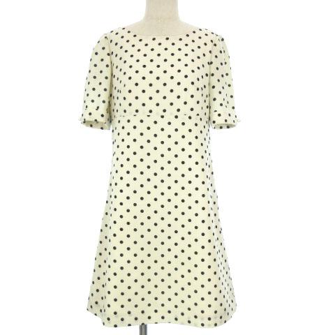 中古 アプワイザーリッシェ Apuweiser Riche ワンピース ひざ丈 半袖 ドット リボン アイボリー 黒 1 Vgpの通販はau Pay マーケット ブランド古着のベクトル