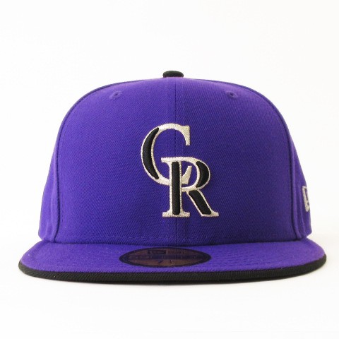 【中古】ニューエラ NEW ERA 美品 59FIFTY MLB CR コロラド・ロッキーズ キャップ 紫 パープル 7 1/4 57.7cm  帽子｜au PAY マーケット