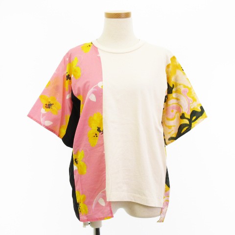 中古】マルニ MARNI 21SS Tシャツ カットソー 半袖 ドッキング 切替 花 ...