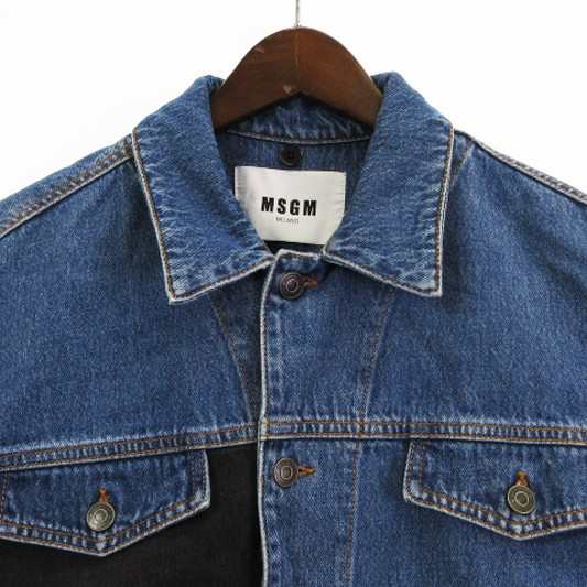 中古】エムエスジーエム MSGM デニム ジャケット Gジャン 切替 ロゴ