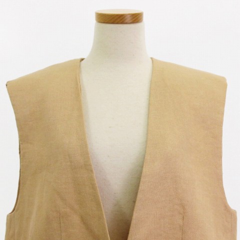 中古】未使用品 ザラ ZARA タグ付き LINEN LONG WAISTCOAT ベスト ジレ