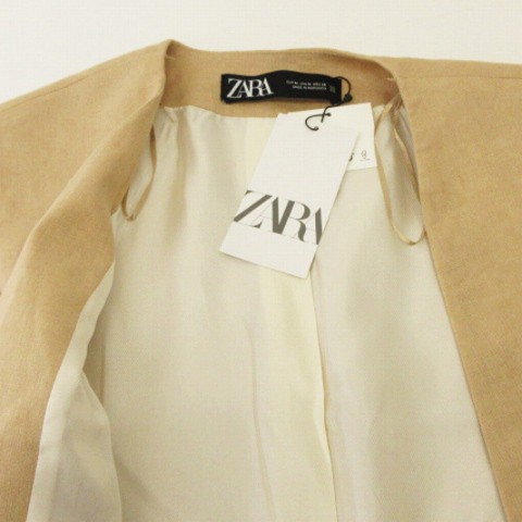 中古】未使用品 ザラ ZARA タグ付き LINEN LONG WAISTCOAT ベスト ジレ