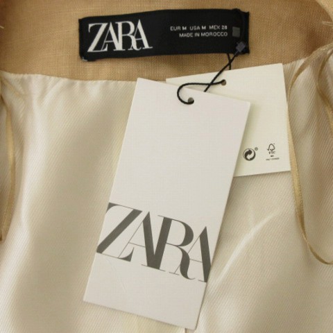 中古】未使用品 ザラ ZARA タグ付き LINEN LONG WAISTCOAT ベスト ジレ