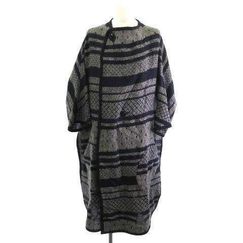 【中古】ワイズ Y's ヨウジヤマモト ニットコート ウール 総柄 グレー ネイビー 2  レディースの通販は 9,344円