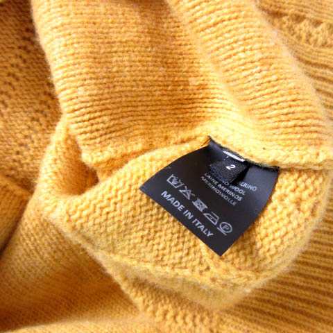 【中古】ラフシモンズ 22AW Loose fit braid relief roundneck sweater prin ニット セーター オーバー 長袖 黄 2