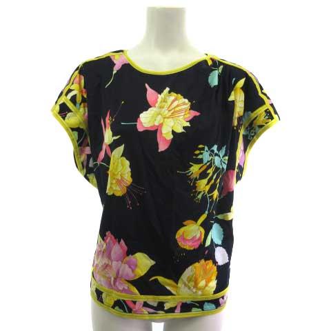 【中古】レオナール LEONARD FASHION ファッション ノースリーブ カットソー 花柄 ネイビー 紺 L レディースの通販は