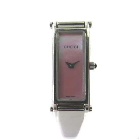 【中古】グッチ GUCCI 腕時計 1500L 文字盤 ピンクシェル レクタンギュラー バングルウォッチ クオーツ の通販は腕時計レディース