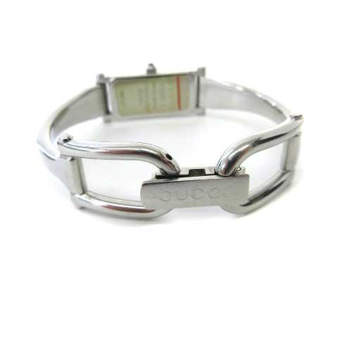 【中古】グッチ GUCCI 腕時計 1500L 文字盤 ピンクシェル レクタンギュラー バングルウォッチ クオーツ の通販は