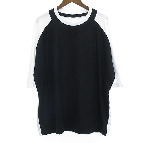 【中古】フミトガンリュウ FUMITO GANRYU ラグランTシャツ カットソー 切替 半袖 ブラック ホワイト 3 約Lの通販は 7,800円