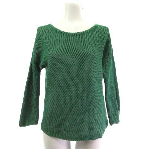 【中古】シビラ SYBILLA GBFGV01290 バイカラータック編みプルオーバー ニット7分袖 コットン リネン グリーン 緑 M レディースの通販は 5,000円