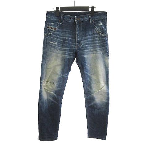 【中古】ディーゼル DIESEL KROOLEY JOGG A01897 デニムパンツ ジーンズ テーパード ダメージ インディゴ 30 の通販は 8,330円