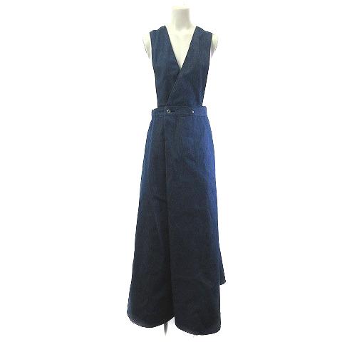 【中古】ジュンミカミ JUN MIKAMI サロペット デニム スカート ロング フレア インディゴ F レディースの通販は