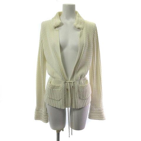 【中古】シャネル CHANEL ニットカーディガン ローゲージ ココマーク ウエストマーク 34 アイボリー P40706K02995 レディースの通販は