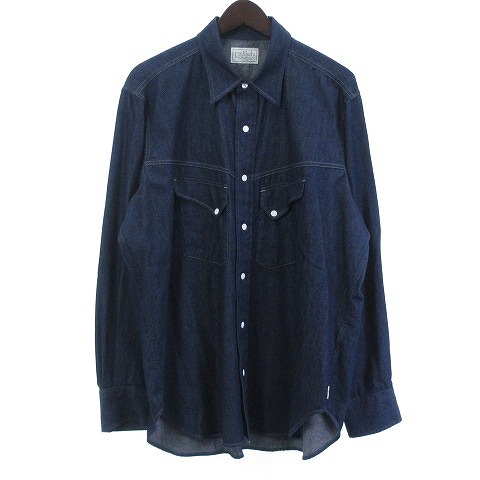 【中古】アンライクリーUnlikely デニムシャツ ドレスカウボーイシャツ 長袖 インディゴブルー L メンズの通販は