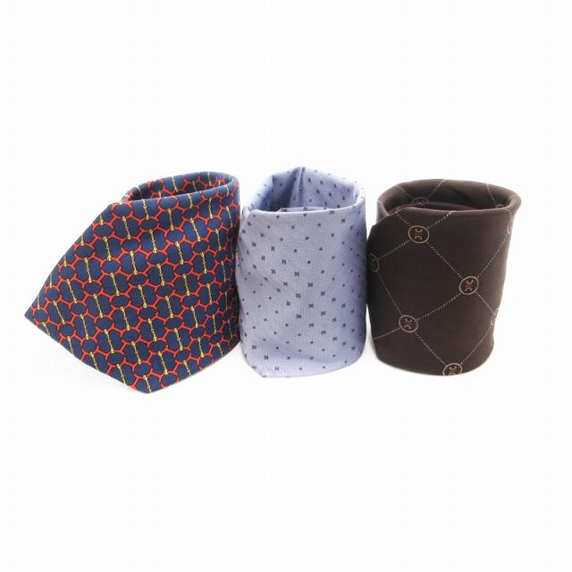 【中古】セリーヌ CELINE エルメス ネクタイ 3点まとめ レギュラー ワイド 絹 シルク 総柄 マルチカラー /JS メンズの通販は 5,336円