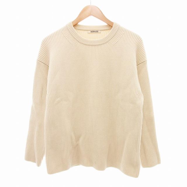 AURALEE ベージュ クルーネックセーター