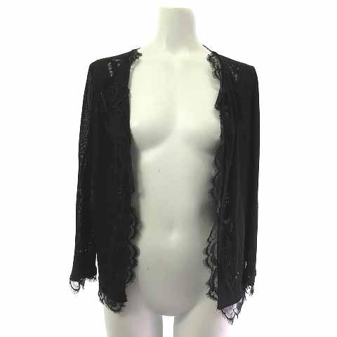 【中古】シャネル CHANEL 06P シースルー カーディガン レース ココマーク 長袖 ブラック 黒 38 レディースの通販は
