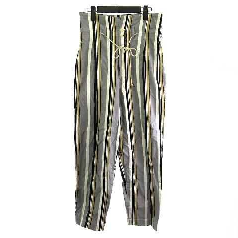【中古】ワイズ Y's ヨウジヤマモト ハイウエスト マルチストライプ パンツ グレー 1   レディース