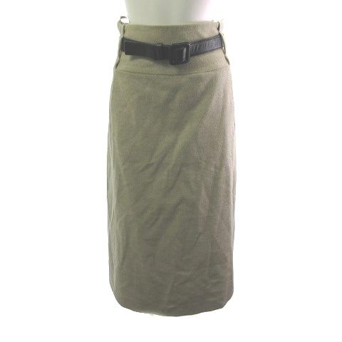 【中古】ジルサンダー JIL SANDER ベルト付 スカート アルパカ タイト ベージュ 34  レディース