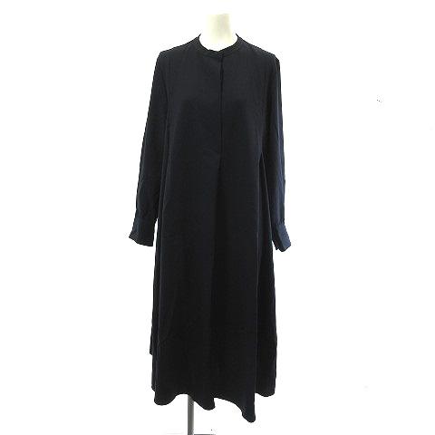【中古】シビラ SYBILLA GBEAV76490 バンドカラーサイドタックドレス ロングワンピース 長袖 ネイビー 紺 M レディース
