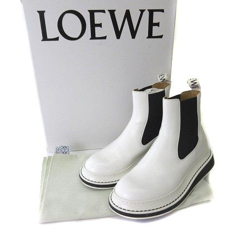 新品 ロエベ LOEWE サイドゴアブーツ 白 レザー 革靴 チェルシーブーツ 中古】ロエベ LOEWE L815S05X12 CHELSEA BOOT チェルシー