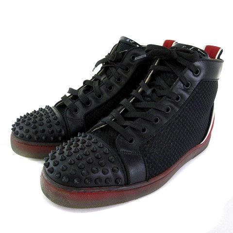 【中古】クリスチャンルブタン 20SS ハイカット スニーカー シューズ スタッズ ブラック レッド 黒 赤 43 28cm 中古】クリスチャンルブタン 20SS ハイカット スニーカー シューズ