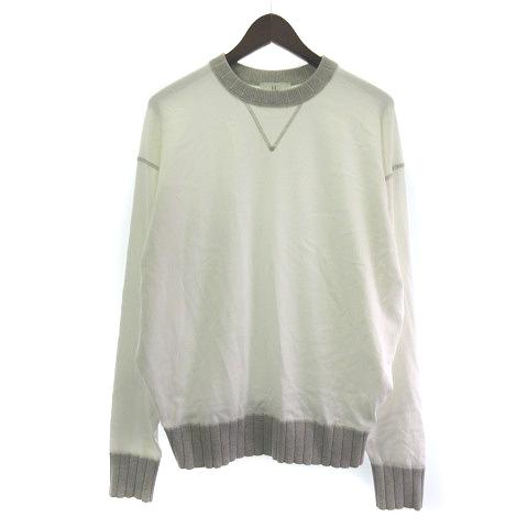 【中古】ヘリル HERILL Suvincotton Sweatshirts スウェット トレーナー プルオーバー 23-080-HL-8050-1 オフホワイト グレー 2 メンズ