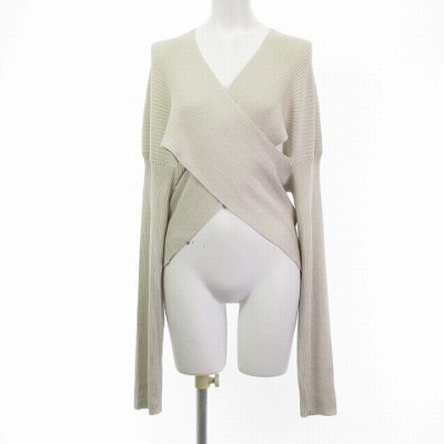 【中古】未使用品 シーオール SEEALL タグ付き シルクカシミヤリブクロスセーター ニット ベージュ フリーサイズ