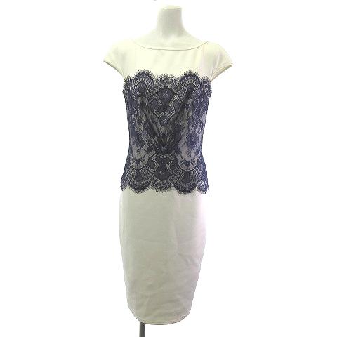 【中古】タダシショージ TADASHI SHOJI ドレス ワンピース レース ノースリーブ ホワイト ネイビー  レディース