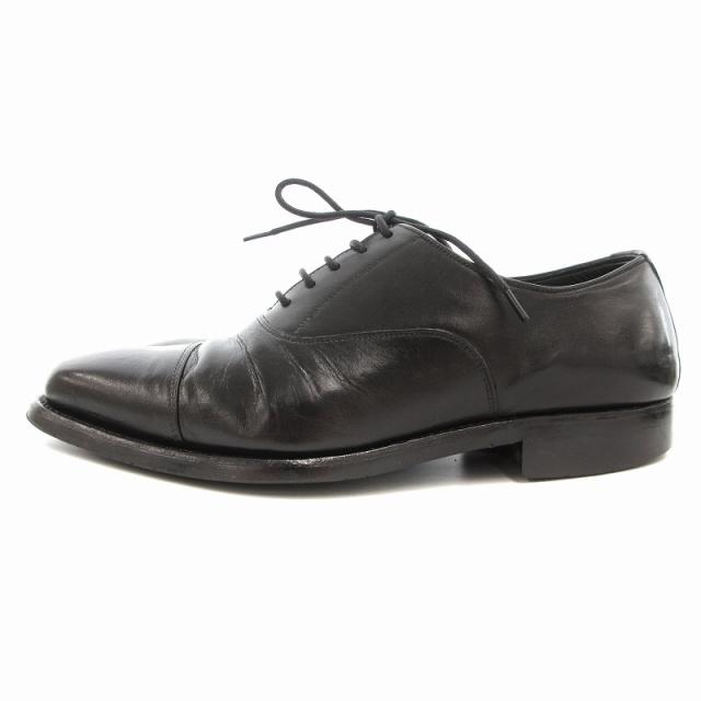 HIROKAWA 革靴 黒　SCOTCH GRAIN HIROKAWA Scotch Grain Black Leather Bench Made Oxfords JPN 25.5