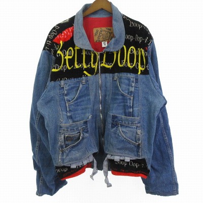 【中古】トゥーキュート TOO CUTE 90's BETTY BOOP ベティ デニムジャケット ブルゾン インディゴブルー L ■GY45
