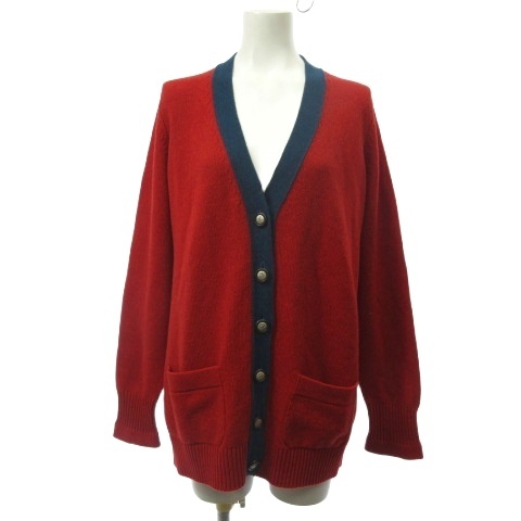 【中古】シャネル CHANEL カーディガン ココマーク 長袖 カシミヤ100 レッド 赤 38 レディース