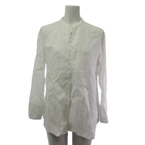 【中古】未使用品 シビラ SYBILLA タグ付き GBBGB-70330 ウェーブデザインリネンブラウス シャツ 長袖 白 ホワイト M レディース