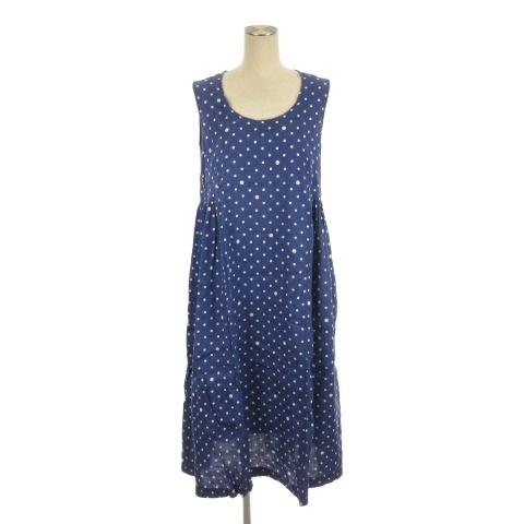 【中古】コムデギャルソンコムデギャルソン コムコムノースリーブ ワンピース ロング ドット ブルー S レディース