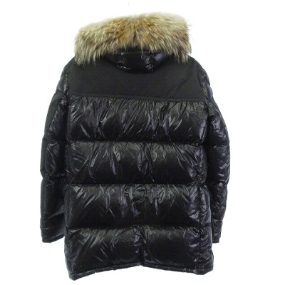 【中古】モンクレール MONCLER 美品 FREY GIUBBOTO ダウンジャケット ファー ブルゾン 黒 ブラック 1 約S メンズ_1