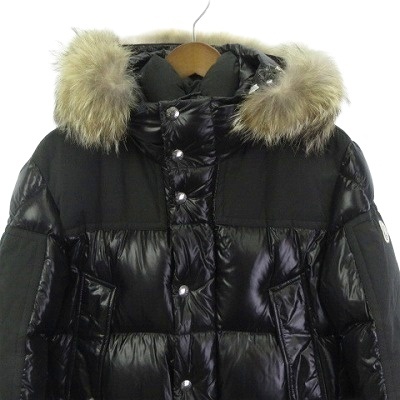 【中古】モンクレール MONCLER 美品 FREY GIUBBOTO ダウンジャケット ファー ブルゾン 黒 ブラック 1 約S メンズ_2
