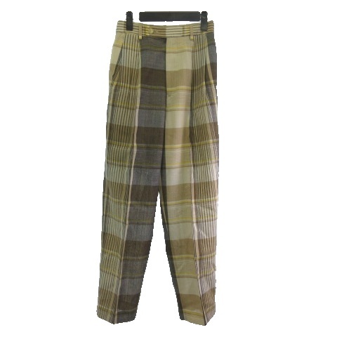 【中古】オーラリー HARD TWIST ORGANIC WOOL MESH CHECK SLACKS  A21SP02WM チェック パンツ スラックス 0