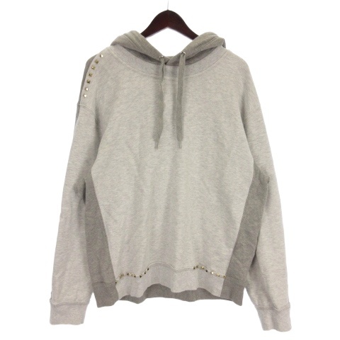 【中古】ヴァレンティノ ヴァレンチノ  VALENTINO スウェット パーカー 長袖 スタッズ プルオーバー グレー XL